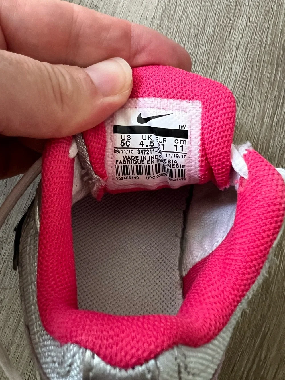 Nike Toddler Silver and Pink Retro Sneakers size 5